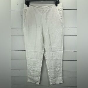 J.Jill LOVE LINEN Pants White Elastic Waist Pockets Straight Leg in White Size S